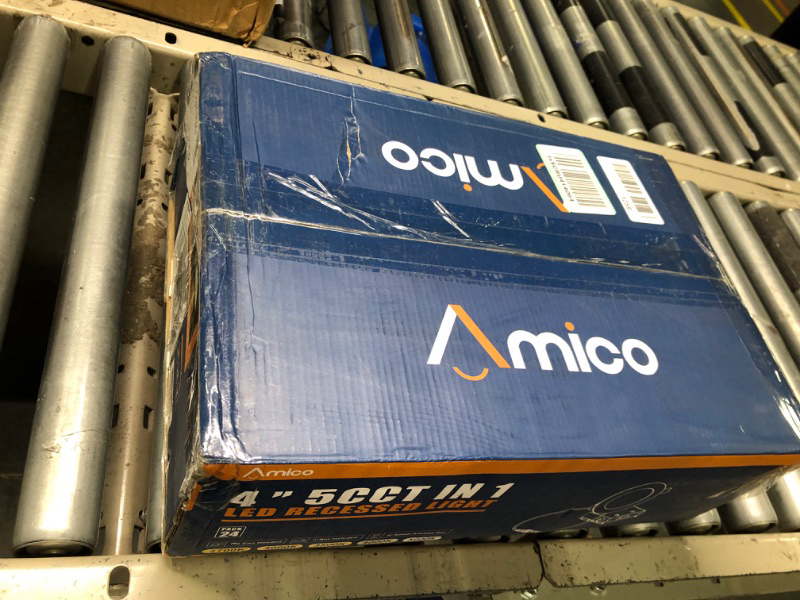 Photo 1 of Amico 24 Pack 4 Inch 5CCT Ultra-Thin LED Recessed Ceiling Light with Junction Box, 2700K/3000K/3500K/4000K/5000K Selectable, 10W Eqv 60W, Dimmable Can Light, 800LM High Brightness Downlight - ETL&FCC