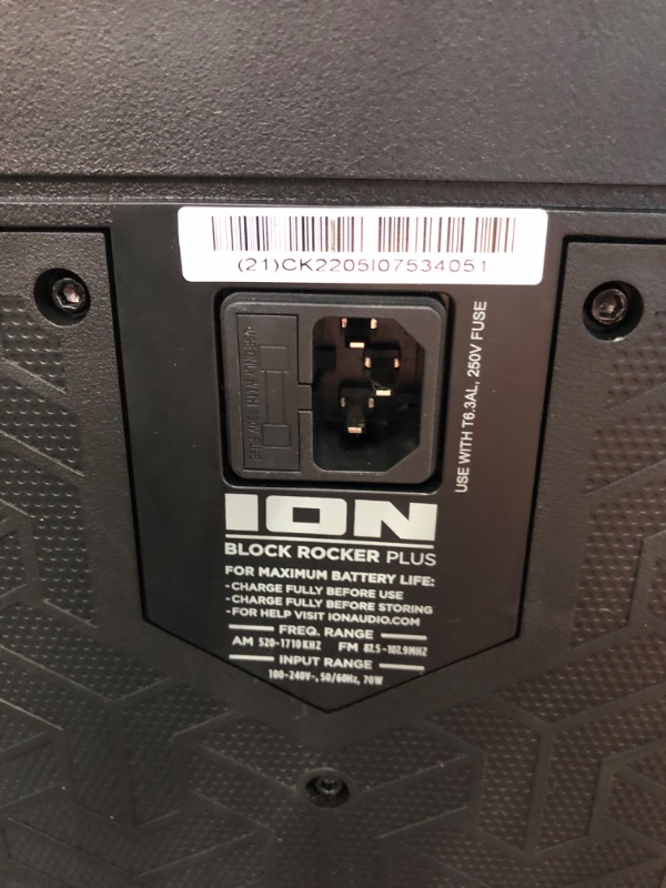 Photo 1 of ION Audio Block Rocker Plus - Portable Bluetooth Speaker 100W W/Battery, Karaoke Microphone, AM FM Radio, Wheels & Telescopic Handle and USB Charging, Black