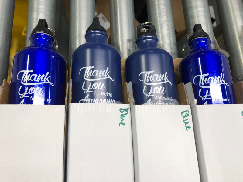 Photo 3 of 4 Pcs Thank You Gifts Thank You for Being Awesome Water Bottle Aluminum Water Bottles 20oz Reusable Leak Proof Twist Lid Buckle Sports Water Bottle Appreciation Gift for Coworker Teacher (blue)