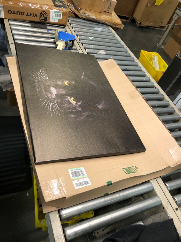 Photo 1 of SEVEN WALL ARTS Black Panther Canvas Wall Art Black and White Animal Painting Wildlife Animal Pictures Poster Print Modern Leopard Artwork for Living Room Bedroom Kitchen Office Decor 36"x24" Black Panther 36x24 inch