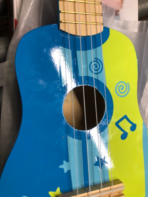 Photo 1 of Hape Kid's Wooden Toy Ukulele in Blue, L: 21.9, W: 8.1, H: 3 inch