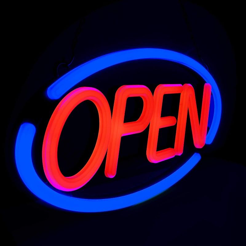 Photo 1 of LED Business Neon Open Sign - Bright Display Store Sign,24 x 12 inch Larger Size Inksilvereye (Red/Blue)