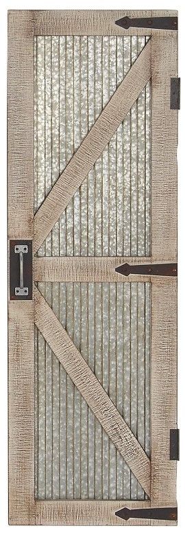 Photo 1 of **White** Deco 79 Metal Geometric Barn Door Wall Decor,15"W, 47"H, Silver