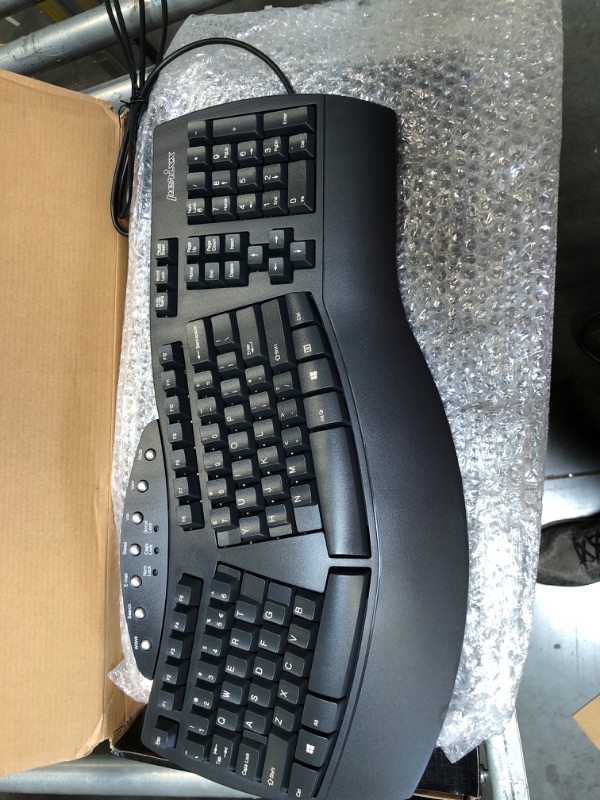 Photo 2 of Perixx Periboard-512 Ergonomic Split Keyboard - Natural Ergonomic Design - Black - Bulky Size 19.09"x9.29"x1.73", US English Layout Wired Black Keyboard