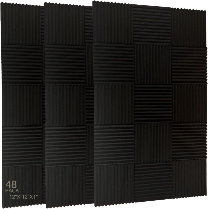 Photo 1 of 48 Pack Acoustic Foam Panel Wedge Studio Soundproofing Wall Tiles 12" X 12" X 1"
