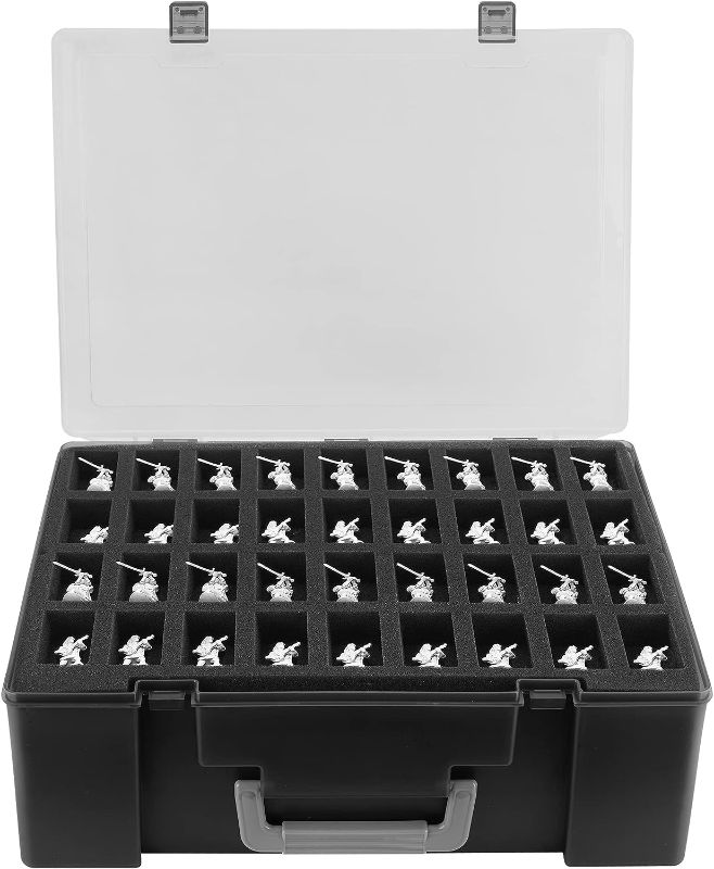 Photo 1 of TPCY Miniature Storage Sturdy Carrying Figure Case -108 Slot Figurine Minature Carrying Case ,Compatible with Warhammer 40k, Dungeons & Dragons and More (Blackness)
