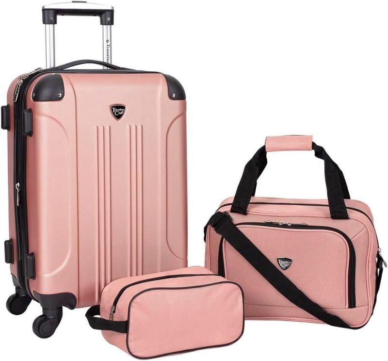 Photo 1 of Travelers Club Chicago Hardside Expandable Spinner Luggages, Rose Gold, 3 Piece Set
