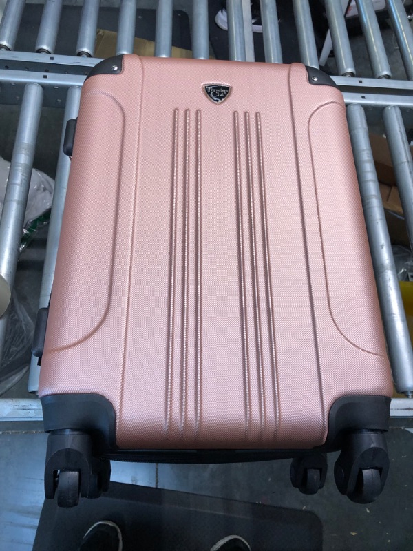 Photo 4 of Travelers Club Chicago Hardside Expandable Spinner Luggages, Rose Gold, 3 Piece Set
