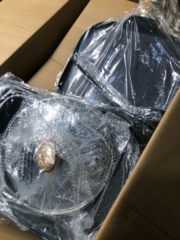 Photo 1 of Kitchen Academy Induction Cookware Set - 17 Piece Grey Cooking Pan Set, Granite Non-Stick Pots and Pans Set 17 PCS Cookware Set Gray