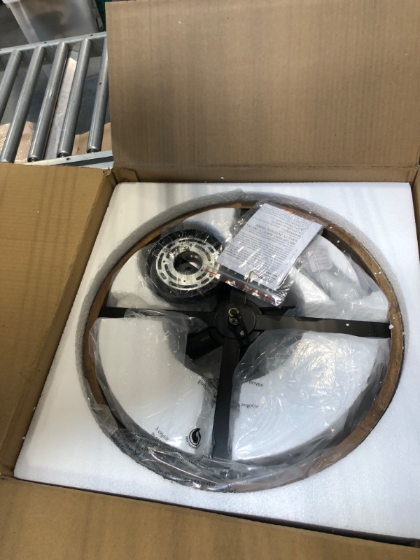 Photo 1 of Voguad Farmhouse Rustic Chandelier Light Fixture, 5-Light Round Wooden Chandelier, Decorative Lighting Fixture for Dining Room Kitchen Island Breakfast Area Brown