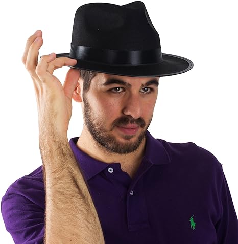 Photo 1 of Funny Party Hats Black Fedora Gangster Hat Costume Accessory - Pack of 16