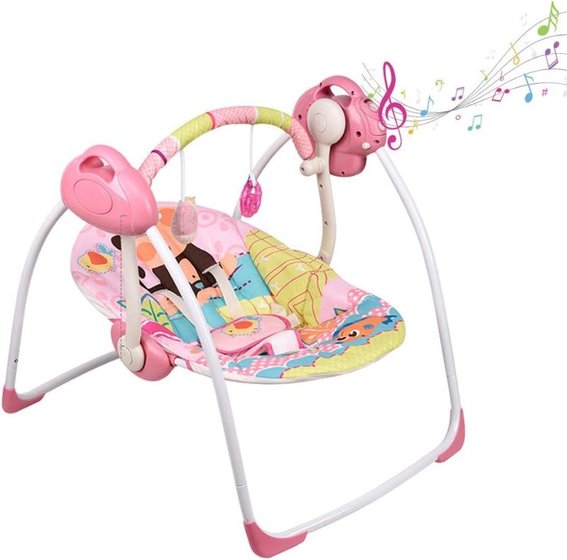 Photo 1 of Electric Soothing Portable Swing,Baby Swing with 6 Motions,Comfort Rocking Chair with Intelligent Music,Suitable for 0-9 Months
