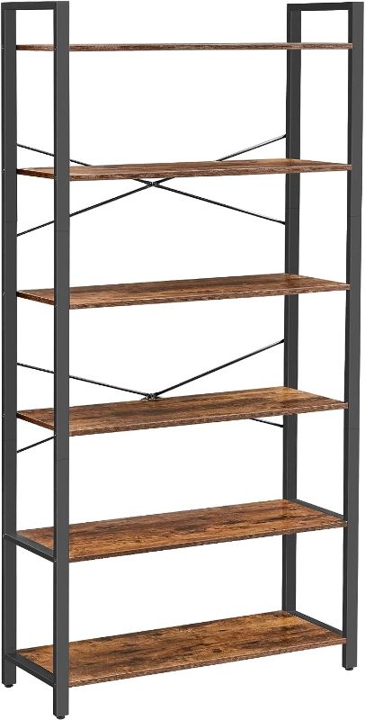 Photo 1 of 6-Tier Tall Bookshelf, Large Bookcase with Steel Frame, Deep Book Shelf for Living Room, Home Office, Study