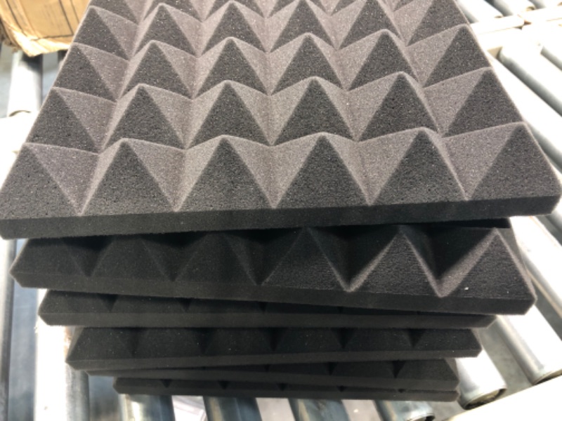 Photo 3 of Acoustic Foam Panels - Pyramid Recording Studio Wedge Tiles - 2" X 12" X 12" Isolation Treatment for Walls and Ceiling (6 Pack