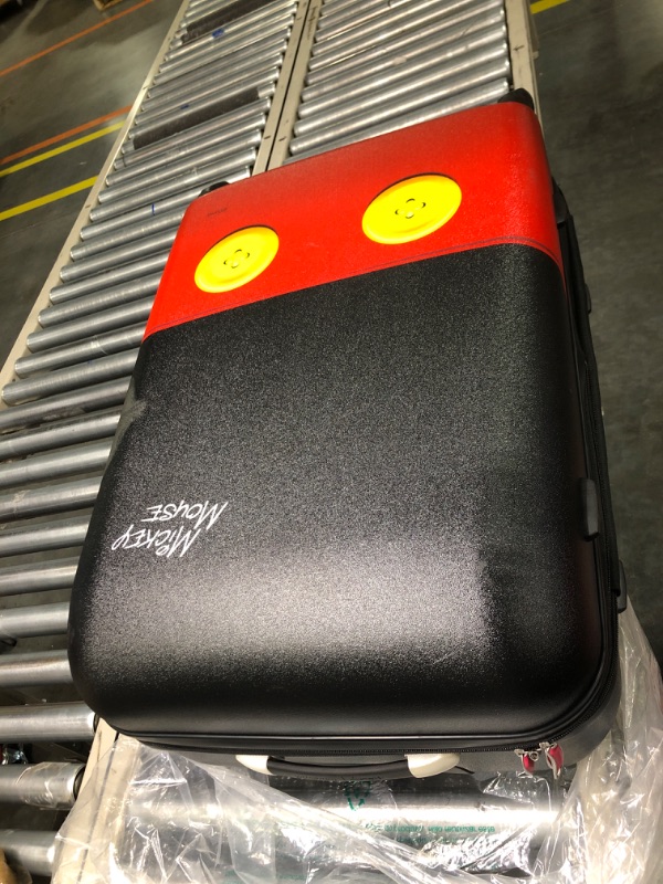 Photo 3 of American Tourister Disney Hardside Luggage with Spinner Wheels, Black,Red/Mickey Mouse Pants, 28" Black,Red/Mickey Mouse Pants 28"