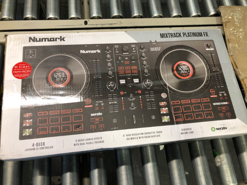 Photo 1 of Numark Mixtrack Platinum FX - DJ Controller For Serato DJ with 4 Deck Control, DJ Mixer, Built-in Audio Interface, Jog Wheel Displays and FX Paddles
