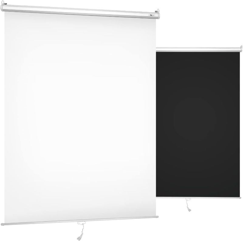 Photo 3 of ulius Studio (Pull-Down Type) 5 x 6.2 ft. / 60 x 75 inch White Screen & Black Double Sided, Retractable Background, Ceiling & Wall Mountable, Pull Down Roll Up Auto Lock, No Wrinkle, JSAG749