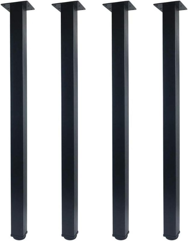 Photo 3 of QLLY 30 inch Adjustable Metal Furniture Legs, Square Office Table Furniture Leg, Set of 4 (Black)