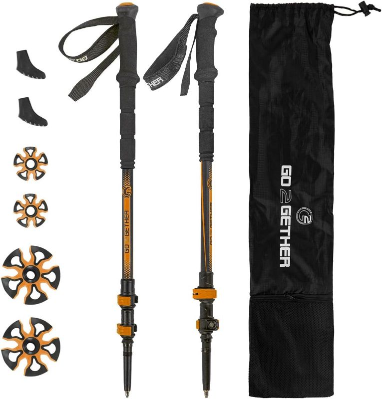 Photo 3 of 2 Carbon Fiber Trekking Poles Telescopic/EVA Foam Grip/Foam Padded Wrist Strap/Auto-Adjustable Strap/Quick Flip Lock (Pack of 2 Poles)