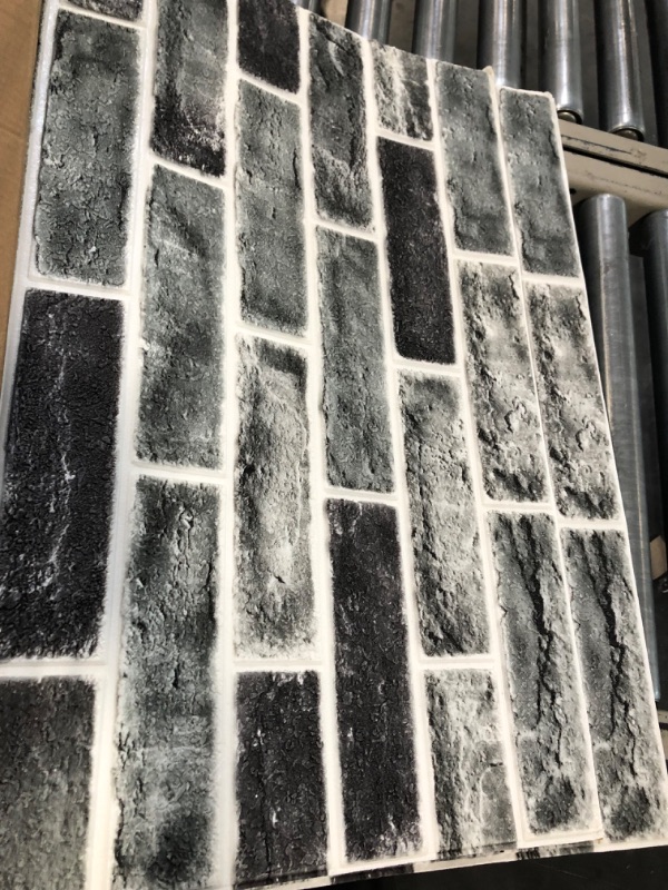Photo 3 of 10-Pack 52 Sq.Ft 3D Wall Panels Peel and Stick 3D Faux Brick Wallpaper Peel and Stick Grey Faux Stone Wall Panel Foam Brick Self-Adhesive 3D Wallpaper 10PCS Grey Stone