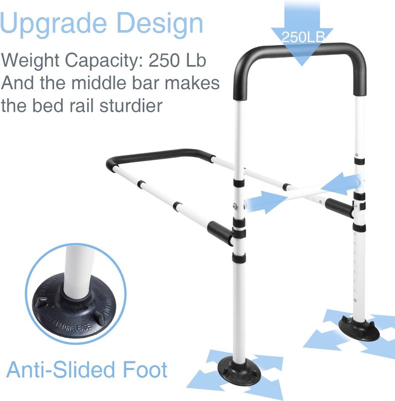 Photo 3 of andTale Bed Assist Rails Adjustable, Safety Bed Handle with Leg, Fall Prevention Hand Guard Grab Bar Bed Cane, Bed Rails for Elderly, Adults, Senior, Handicap, Disabled, Fit King, Queen, Full, Twin