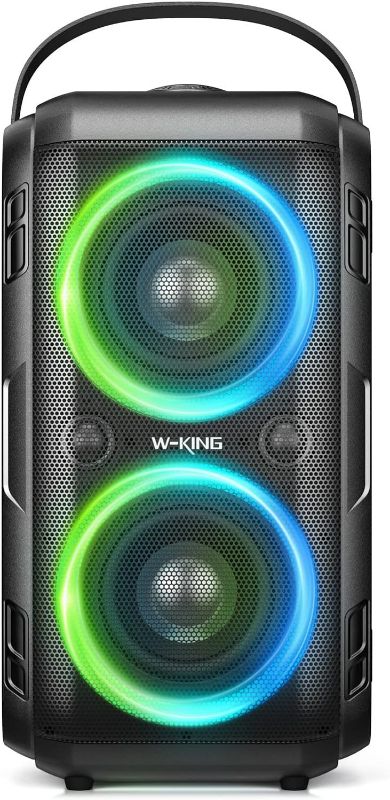 Photo 3 of W-KING Loud Bluetooth Speakers with Subwoofer, 80W Party Portable Outdoor Speakers Bluetooth Wireless -Deep Bass, Huge 105dB Sound, Mixed Color Lights, 24H, AUX, USB Play, TF Card, EQ, Non-Waterproof