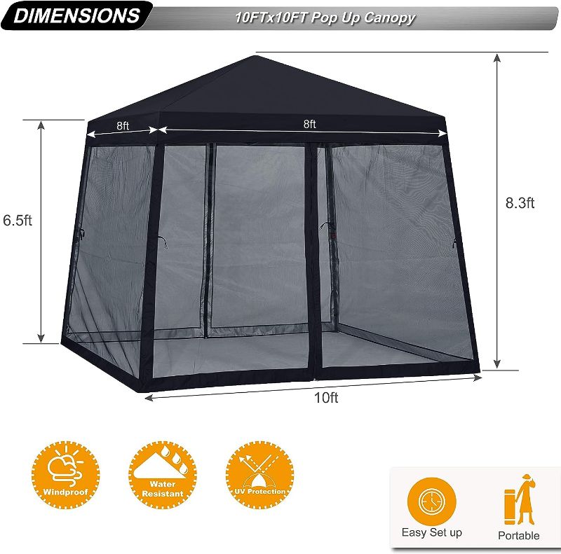Photo 1 of ABCCANOPY Stable Pop up Outdoor Canopy Tent with Netting Wall, Black