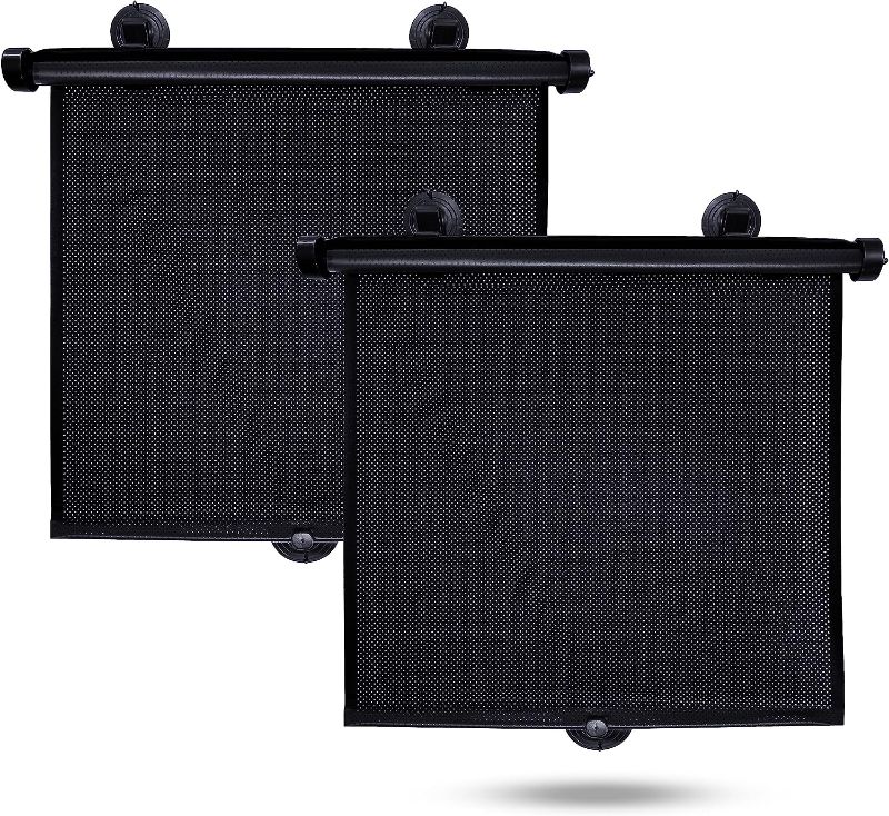 Photo 1 of EcoNour Car Side Window Sun Shade (2 Pack) | Retractable Car Roller Sunshade for Kids | Baby Car Window Shades for UV and Sun Glare Protection | Baby Car Travel Accessories (15"x17")