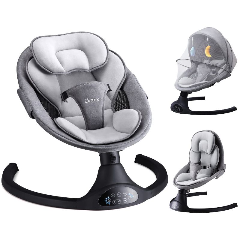 Photo 1 of Baby Swing for Infants | Electric Bouncer for Babies,Portable Swing for Baby Boy Girl,Remote Control Indoor Baby Rocker with 5 Sway Speeds,3 Seat Positions,10 Music and Bluetooth,Aluminum