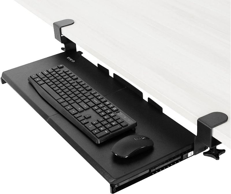 Photo 2 of VIVO Large Keyboard Tray Under Desk Pull Out with Extra Sturdy C Clamp Mount System, 27 (33 Including Clamps) x 11 inch Slide-Out Platform Computer Drawer for Typing, Black, MOUNT-KB05E