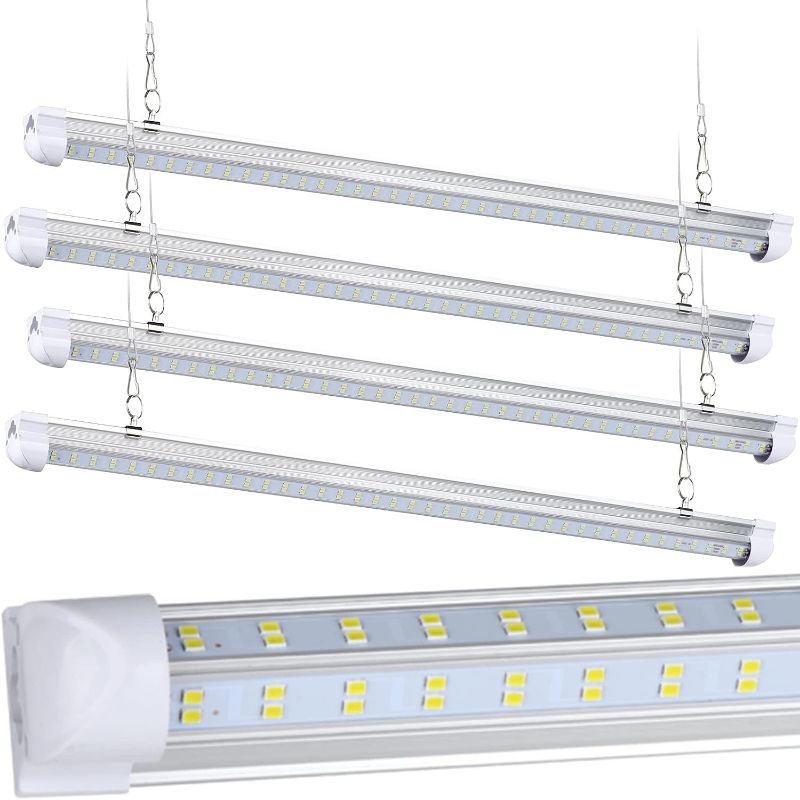 Photo 3 of 0-Pack,8FT LED Shop Light,110W 5000K Daylight 15500LM Super Bright T8 Integrated Fixture V-Shape 4 Rows Linkable Tube Lights for Garage Warehouse Workshop,Hanging or Surface Mount,Plug and Play