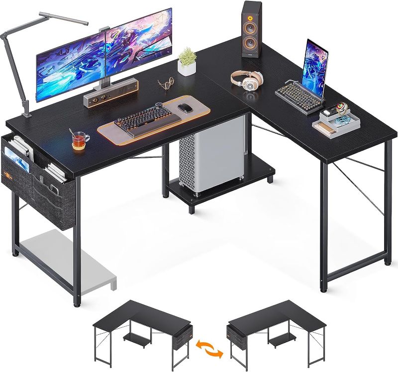 Photo 2 of ODK L Shaped Desk with Storage Bag - 50 Inch Home Office Desk with Host Stand, Black Reversible Computer Corner Desk for Bedroom Studio, Modern PC Gaming Desk for Study Writing
Visit the ODK Store