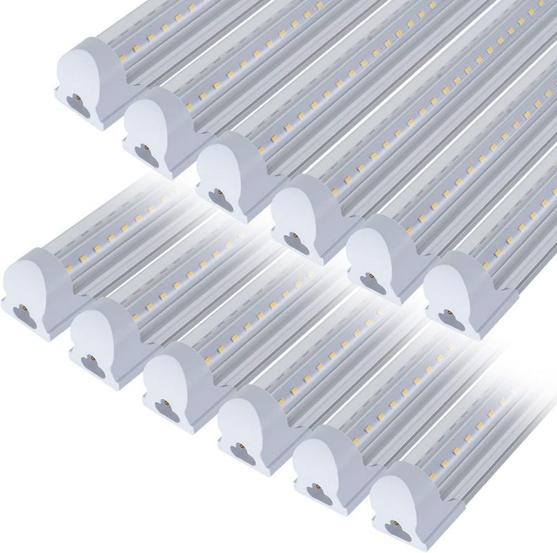 Photo 1 of 12 Pack LED T8 Integrated Shop Light for Workshop, V Shaped Clear Cover 2FT 25W Daylight White 6oook Triple Rows LED Linkable Integrated Tube Light for Warehouse and Basement with On/Off Switch Cable