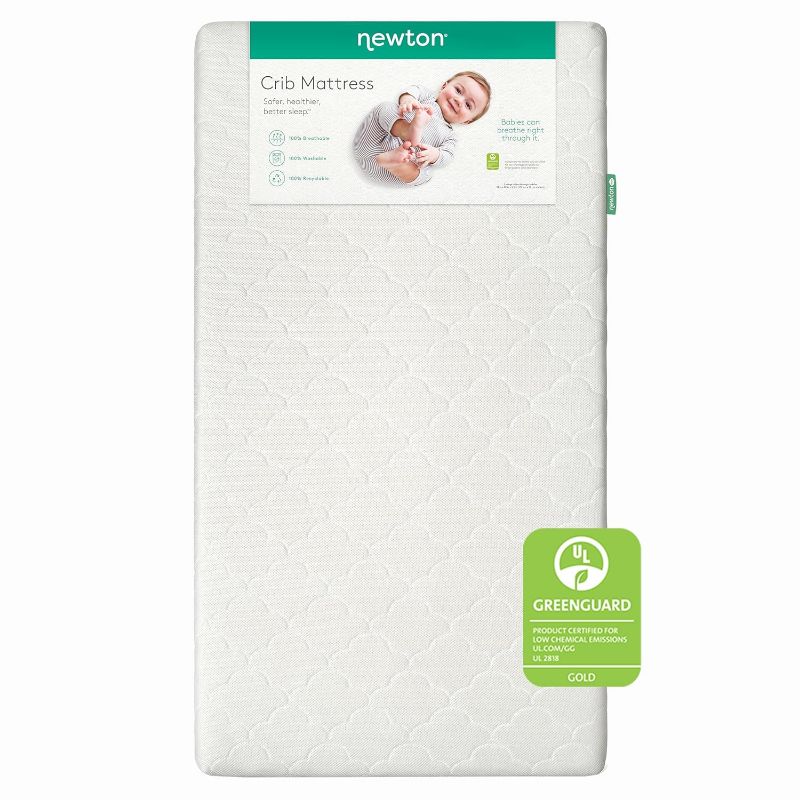 Photo 1 of Newton Baby Crib Mattress and Toddler Bed - 100% Breathable Proven to Reduce Suffocation Risk, 100% Washable, 2-Stage, Non-Toxic Better Than Organic, Removable Cover - Deluxe 5.5" Thick- White