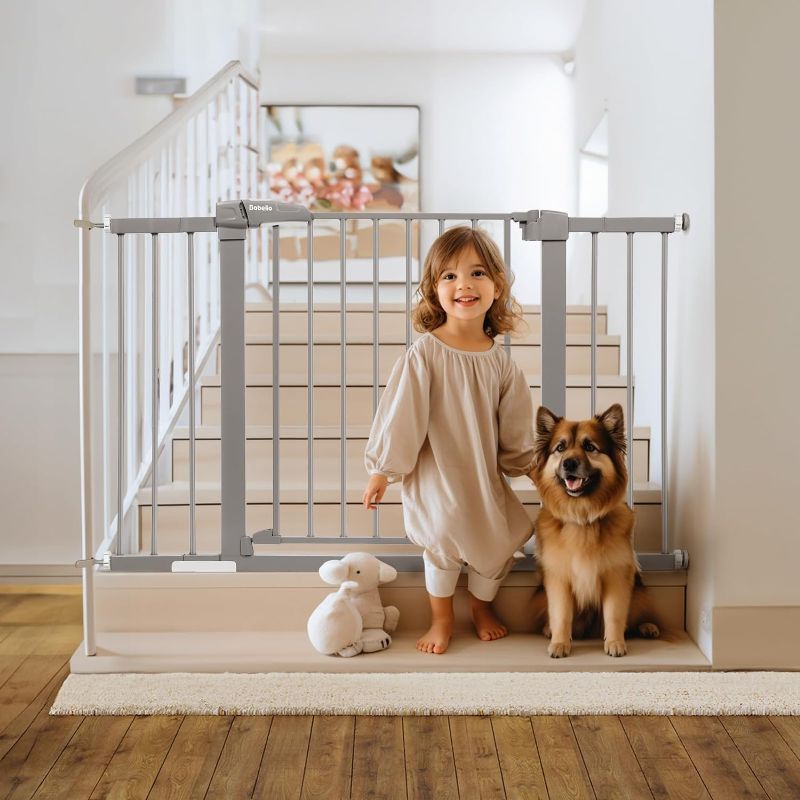 Photo 1 of Mom's Choice Award Winner-BABELIO Metal Baby Gate, 29-48'' Wide Pet Gate, Walk Thru Child Safety Gate with Door, Pressure Mounted Dog Gate for Doorways & Stairs, with Y Spindle Rods