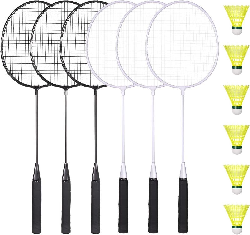 Photo 1 of AboveGenius Badminton Rackets Set of 6 for Outdoor Backyard Games, Including 6 Rackets, 6 Nylon Badminton Shuttlecocks, Lightweight Badminton Racquets for Beginners