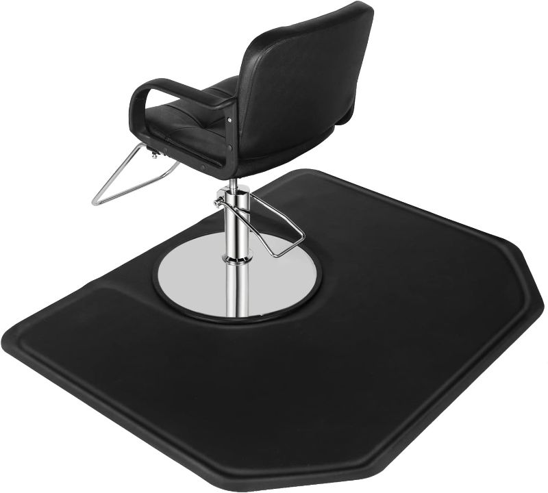 Photo 4 of OmySalon 4'x5' - 1/2'' Thick Salon Anti Fatigue Mat for Hairstylist Standing, Barber Floor Matt with Circle Cut Out for Styling Chair, Hair Cutting Hairdressing Equipment
