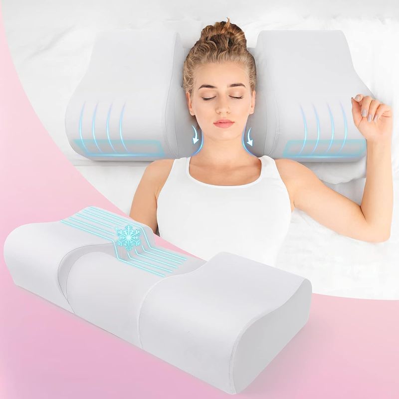 Photo 1 of Aupodem [Silk Pillowcase ] Beauty-Pillow, Anti Wrinkle Cervical Memory Foam Pillow for Neck Pain Relief, Anti Aging Back Sleep Training Pillow, Wrinkle Prevention Pillow to Keep Head Straight