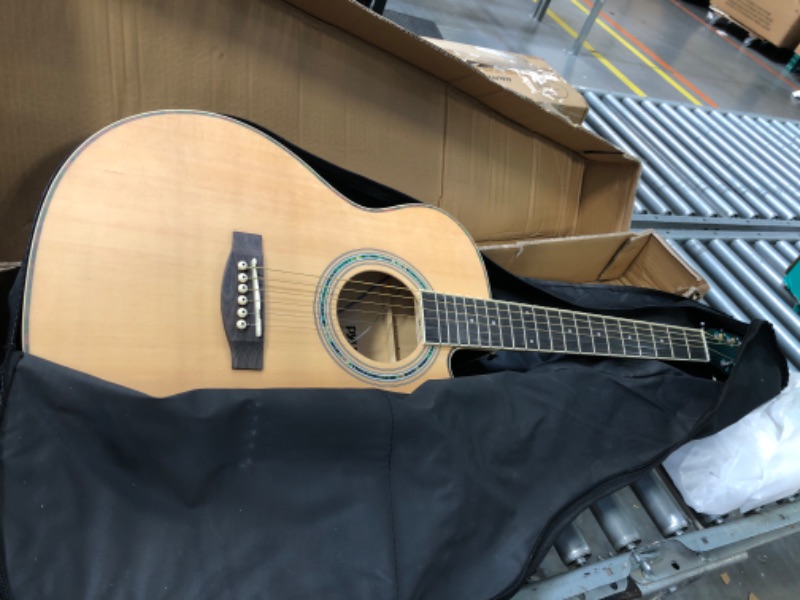 Photo 4 of Acoustic Electric Cutaway Guitar 3/4 Scale 36” Steel String Spruce Wood w/Gig Bag, 4-Band EQ, Clip On and Onboard Tuner, Picks, Shoulder Strap for Beginners and Students 36"