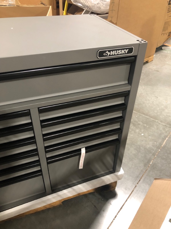 Photo 5 of **incomplete** Husky 56 in. 18-Drawer Professional Tool Chest and Cabinet Set, Matte Gray (missing top part of cabinet set)