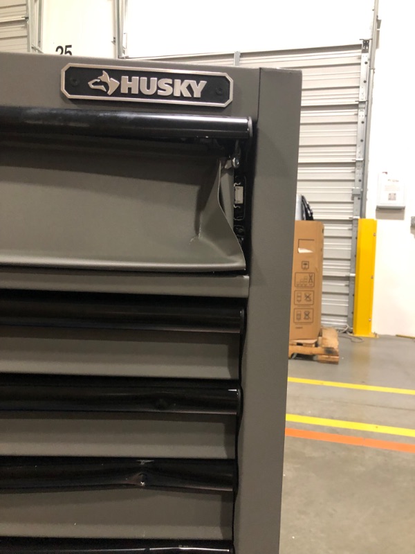 Photo 6 of **incomplete** Husky 56 in. 18-Drawer Professional Tool Chest and Cabinet Set, Matte Gray (missing top part of cabinet set)