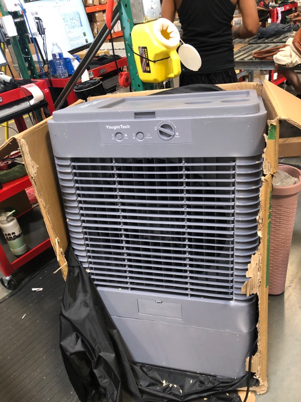 Photo 3 of YougetTech 4500CFM 50L Evaporative Air Cooler 43", 13.3 Gal Tank, 90°Oscillation, 300W 3 Speeds Swamp Air Cooler, Industrial Strength Swamp Air Cooler for Outdoor Commercial, Top Toolbox, Comes with Dust Bag.