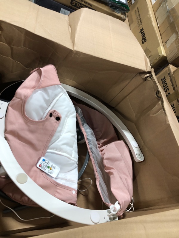 Photo 2 of Addweet Baby Swings for Infants, Portable Bluetooth Enabled Baby Rocker with 5 Natural Swing Ranges & 10 Preset Sleep Music, Auto-Sensing Start-Stop System, Remote Control Newborn Swing (Pink)