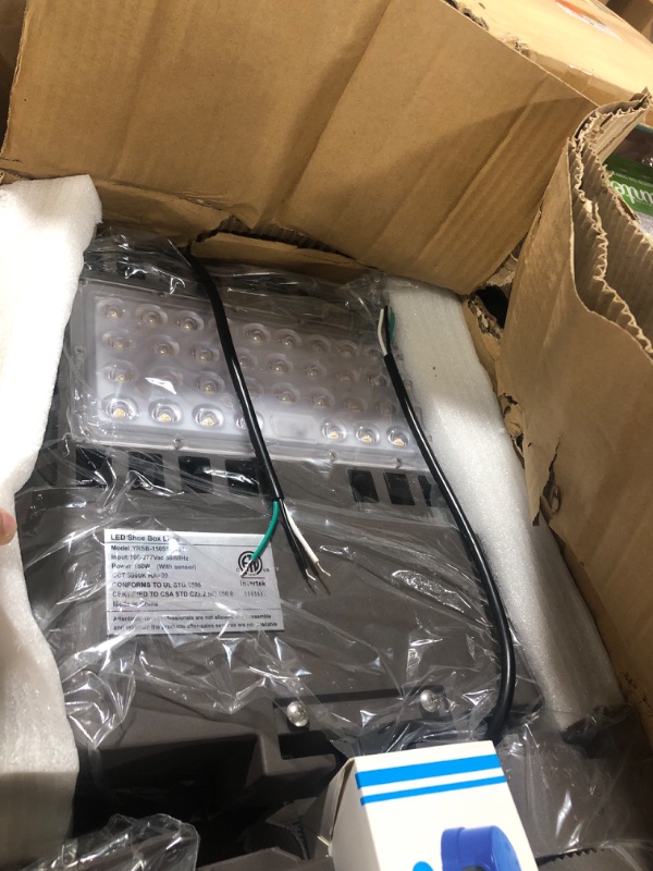 Photo 2 of 150W Parking Lot Lighting 21000Lm (Eqv 600W) 5000K Daylight LED Shoebox Light with Photocell, ETL Listed, IP65 Waterproof Arm Mount Parking Lot Light Energy Saving Upto 1100KW*4/Y(5Hrs/Day) -4Pack Arm Mount 150W || 4Pack