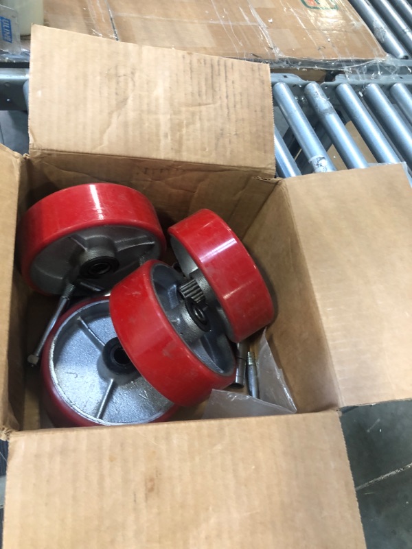 Photo 2 of Casters Set of 4 Heavy Duty 6 inch Caster Wheels - ASRINIEY Locking Casters with No Noise Polyurethane on Steel Wheels, Swivel Plate Caster with Brake for Toolbox Workbench, 5000 lbs Total Capacity 4 6" X 2" 4Pack with Brake