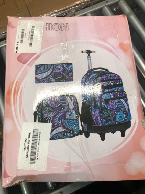 Photo 1 of AGSDON Rolling Backpack for Girls boys, Men Women Roller Wheels Bookbag, Laptop Wheeled School Bag with Wheels for Teens Purple