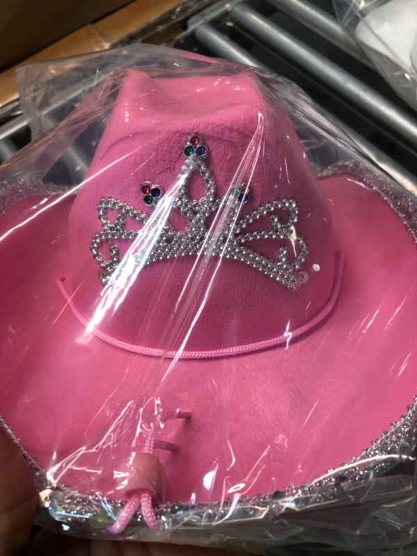 Photo 2 of GIFTEXPRESS CHILD LED Blinking Pink Tiara Cowgirl hat Light Up Cowboy Hat - CHILD SIZE