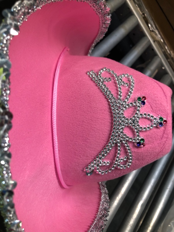 Photo 3 of GIFTEXPRESS CHILD LED Blinking Pink Tiara Cowgirl hat Light Up Cowboy Hat - CHILD SIZE