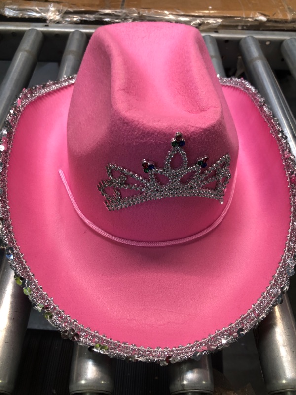 Photo 3 of GIFTEXPRESS CHILD LED Blinking Pink Tiara Cowgirl hat Light Up Cowboy Hat - CHILD SIZE