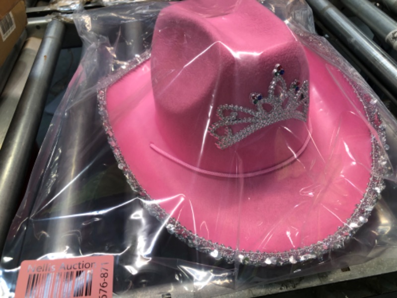 Photo 2 of GIFTEXPRESS CHILD LED Blinking Pink Tiara Cowgirl hat Light Up Cowboy Hat - CHILD SIZE